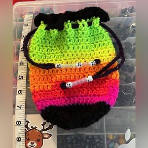 Rainbow Crocheted Drawstring Pouch 🍃💨